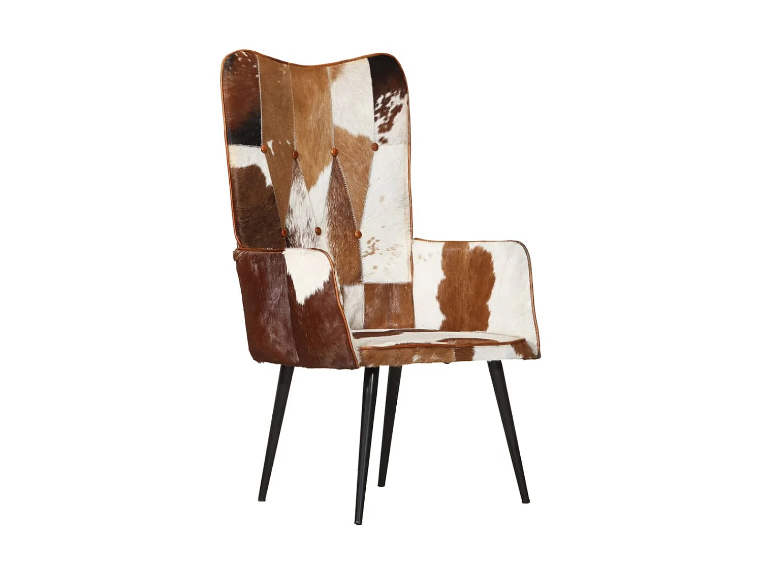 Chaise à oreilles Marron et blanc Cuir véritable