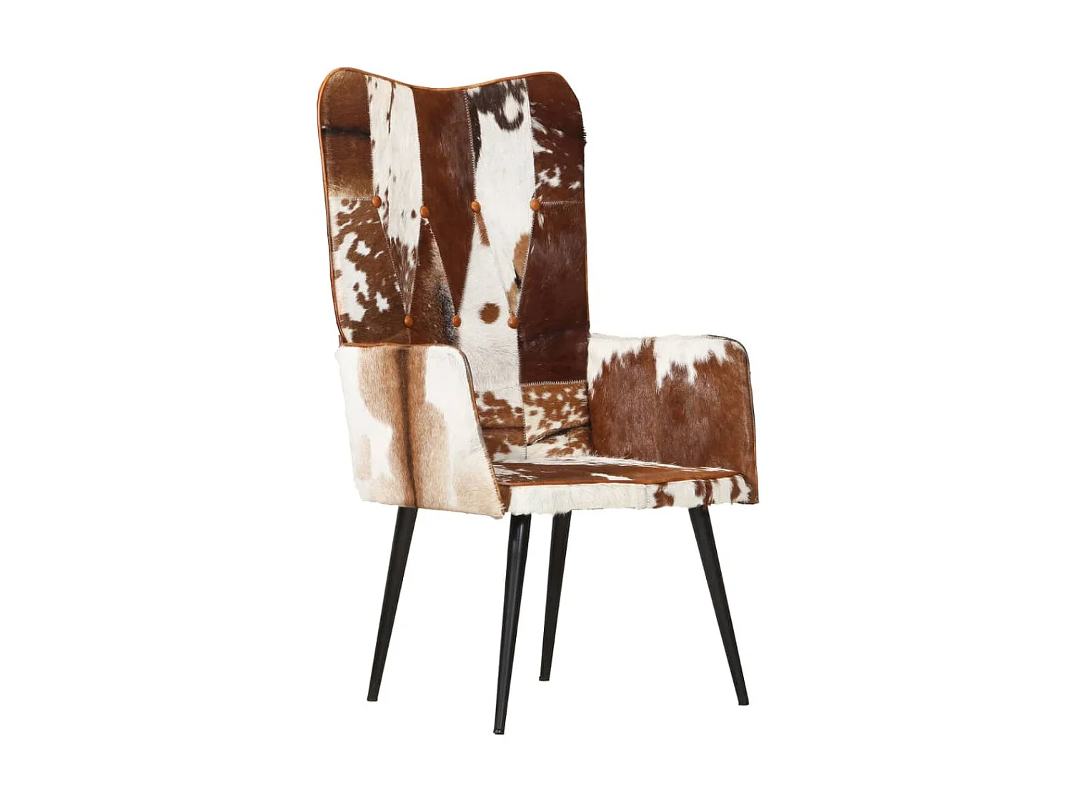 Chaise à oreilles Marron et blanc Cuir véritable