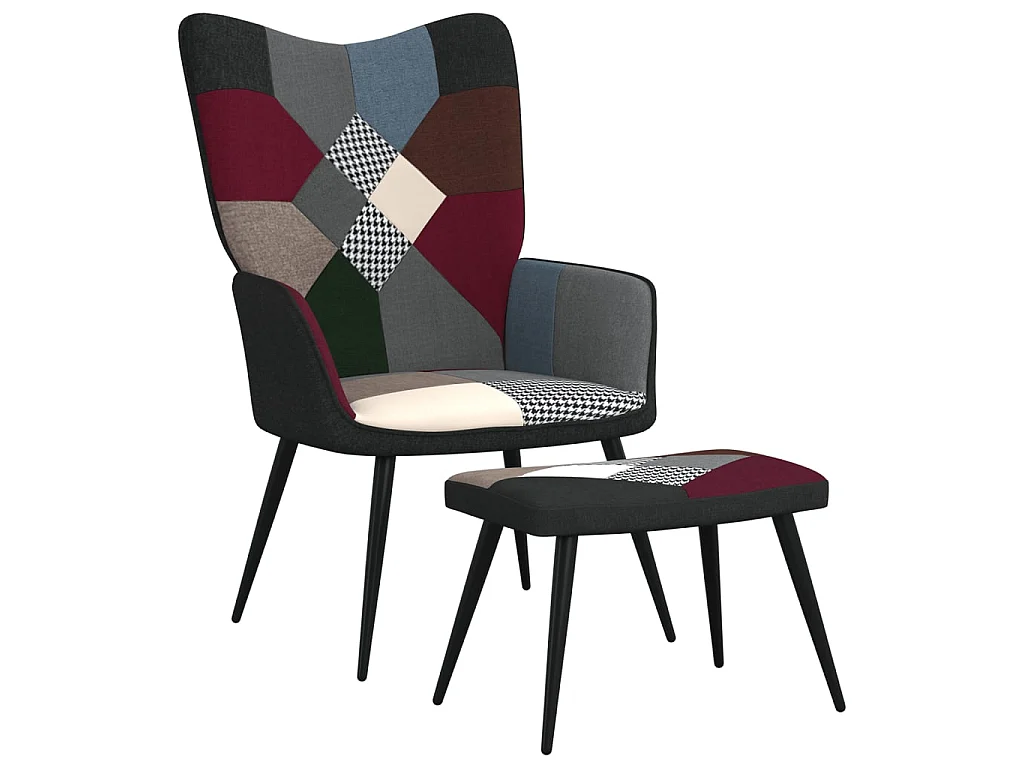 Sillón de relajación con reposapiés Patchwork Fabric