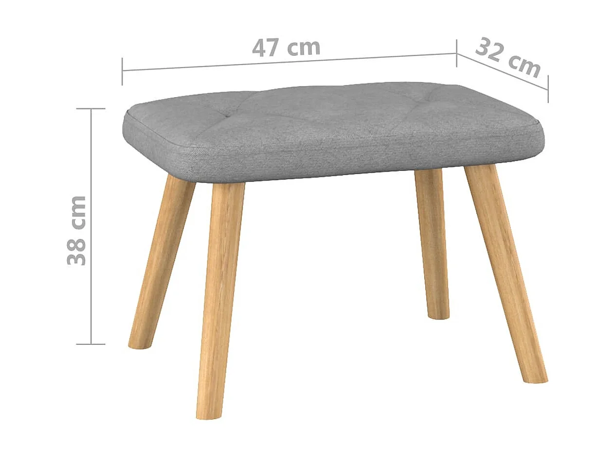 Chaise de relaxation avec tabouret Gris clair Tissu