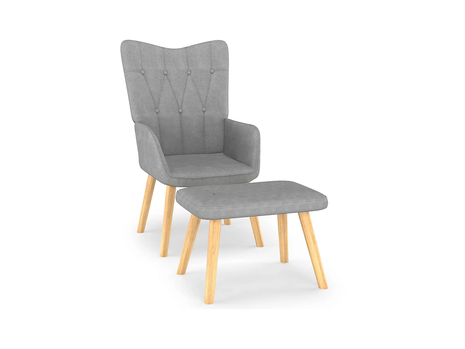 Chaise de relaxation avec tabouret Gris clair Tissu