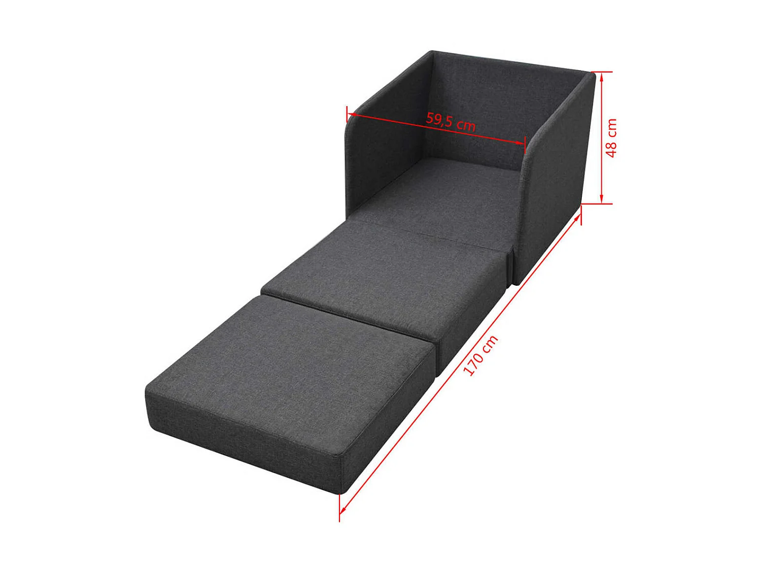 Fauteuil convertible Gris foncé Tissu