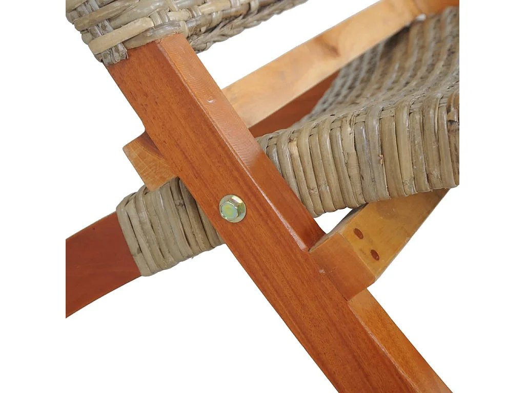 Chaise de relaxation Rotin naturel kubu et bois d'acajou