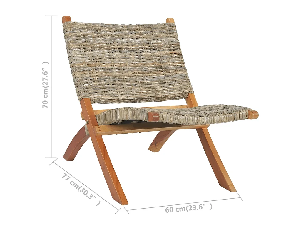 Chaise de relaxation Rotin naturel kubu et bois d'acajou