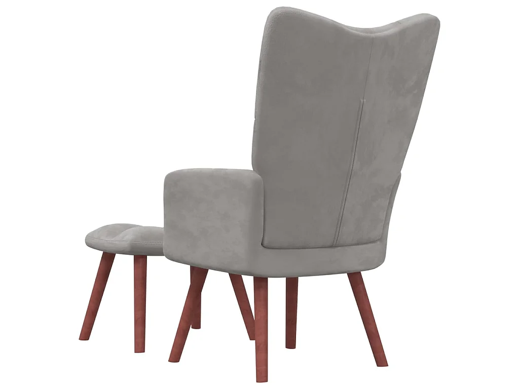 Chaise de relaxation avec repose-pied Gris clair Velours