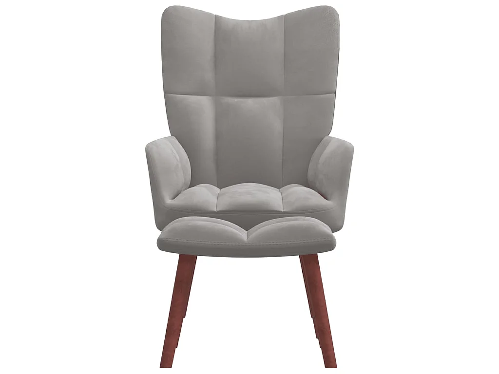 Chaise de relaxation avec repose-pied Gris clair Velours