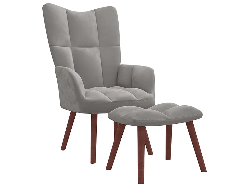 Sillón de relajación con reposapiés Terciopelo gris claro