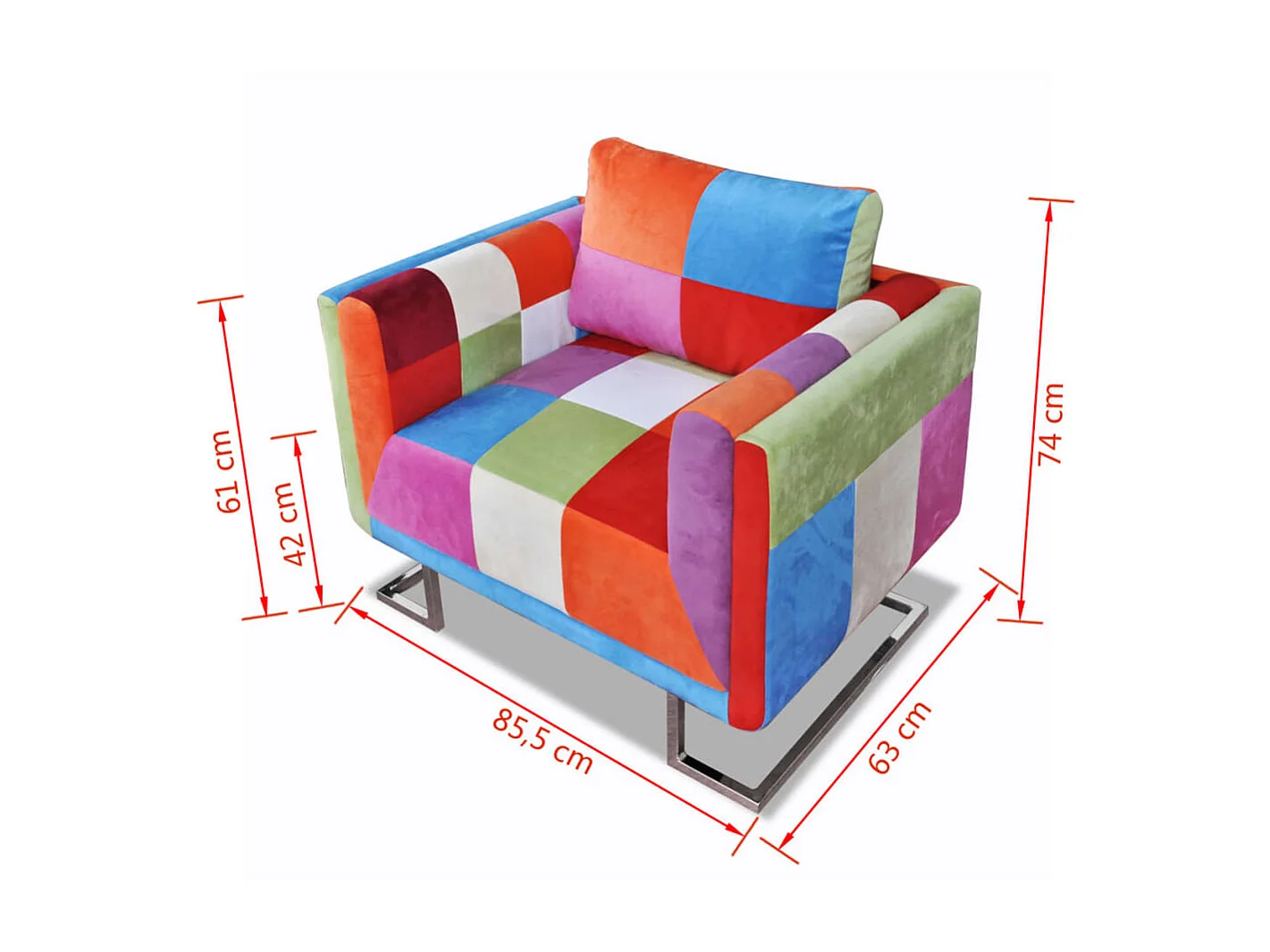 Fauteuil cube avec design de patchwork Chrome Tissu