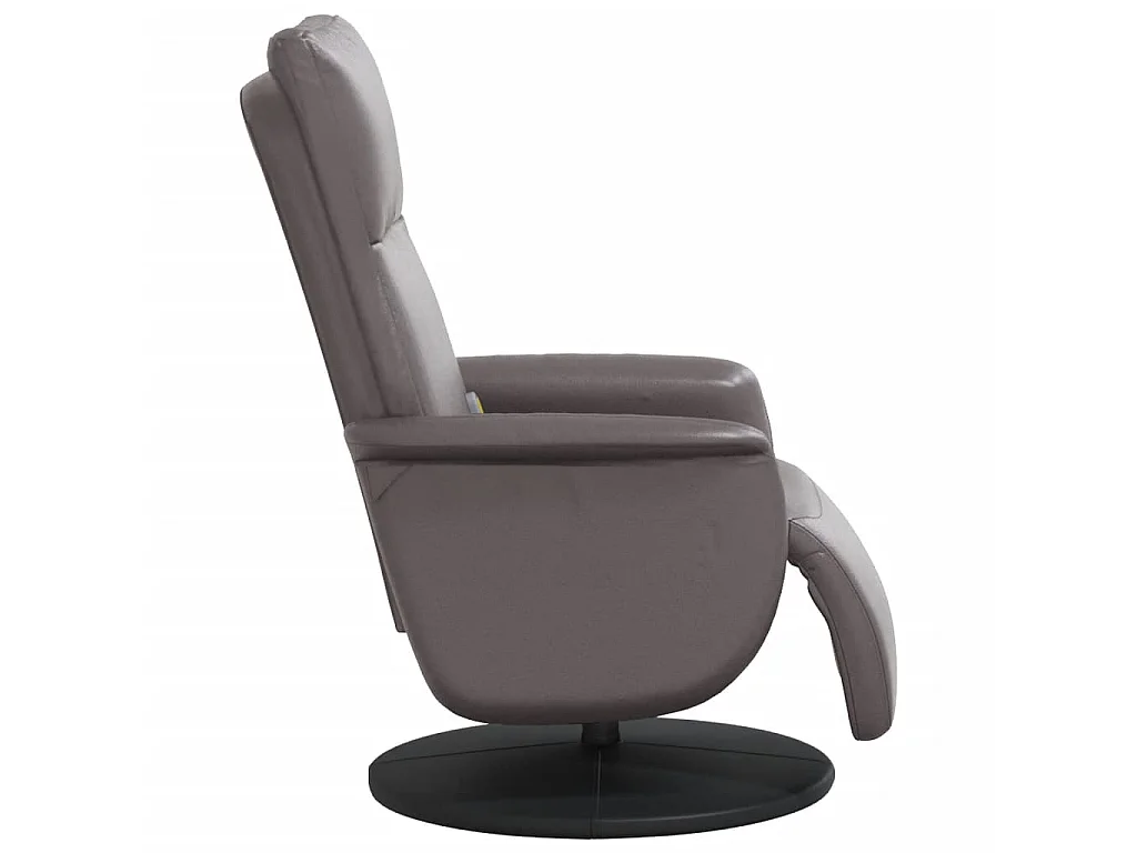 Poltrona massaggiante reclinabile con poggiapiedi in ecopelle grigia