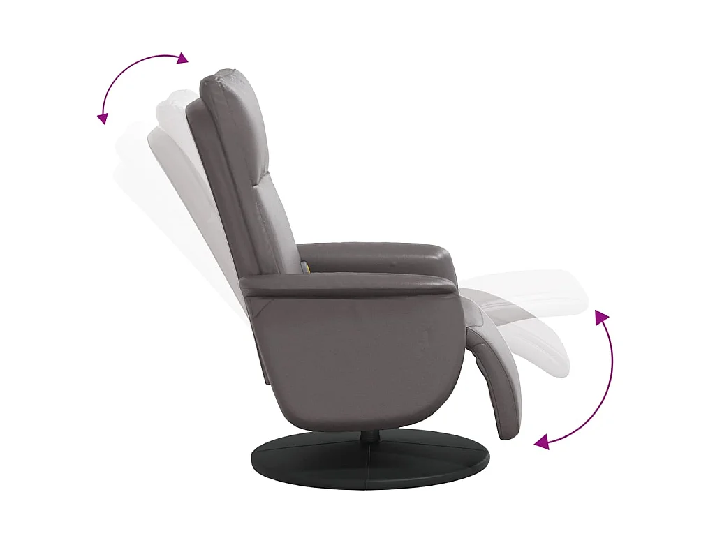 Poltrona massaggiante reclinabile con poggiapiedi in ecopelle grigia