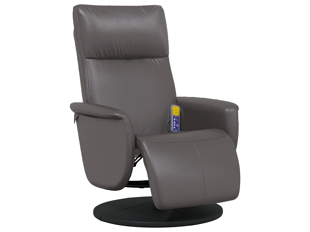 Poltrona massaggiante reclinabile con poggiapiedi in ecopelle grigia