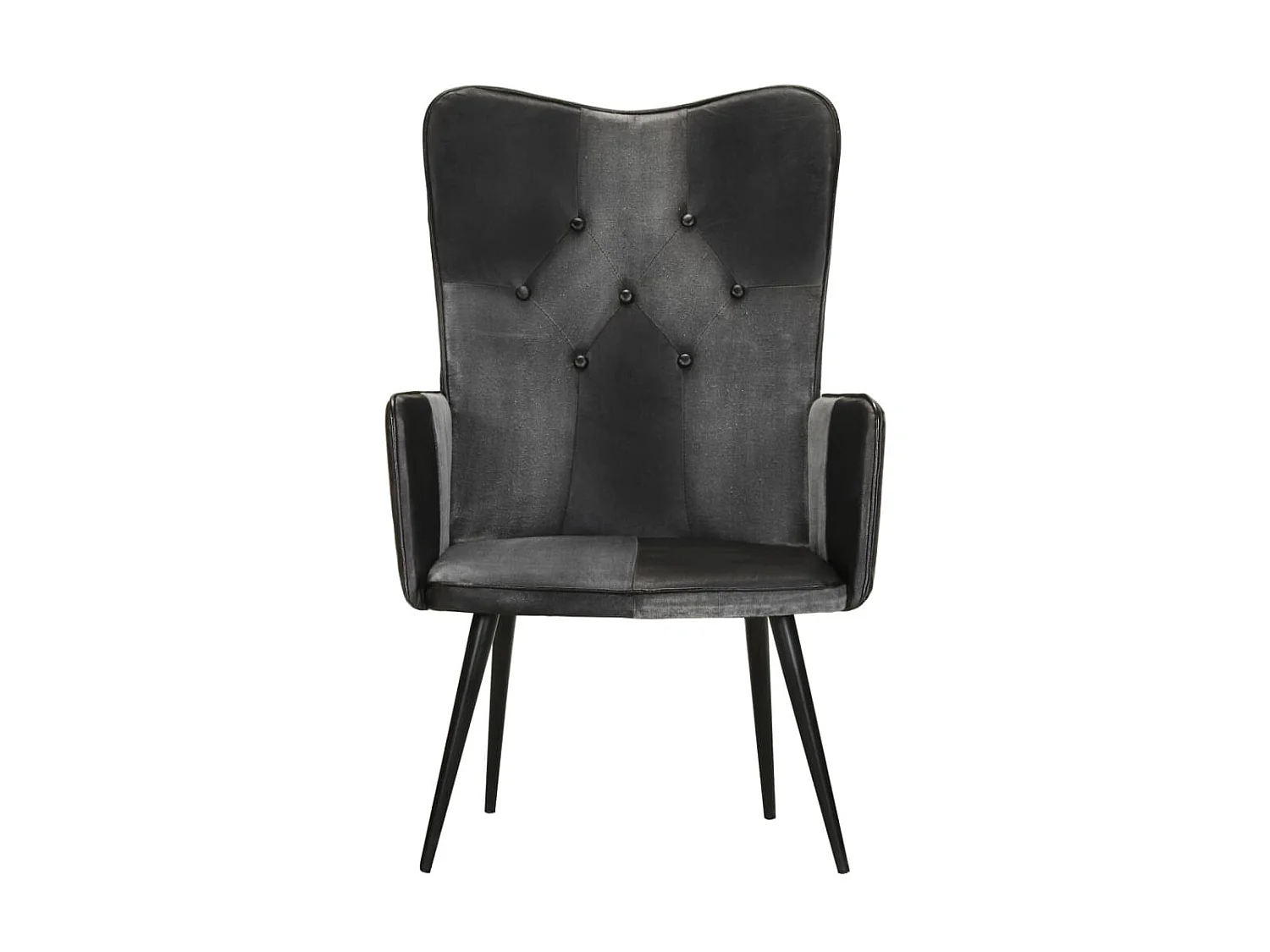 Chaise à oreilles Noir et gris Cuir véritable