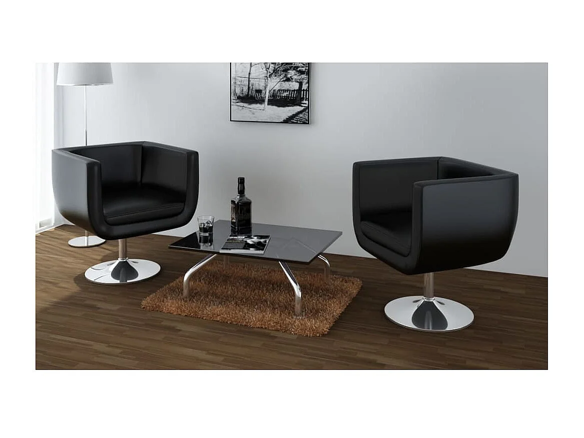 Chaise de bar lot de 2 cuir artificiel noir
