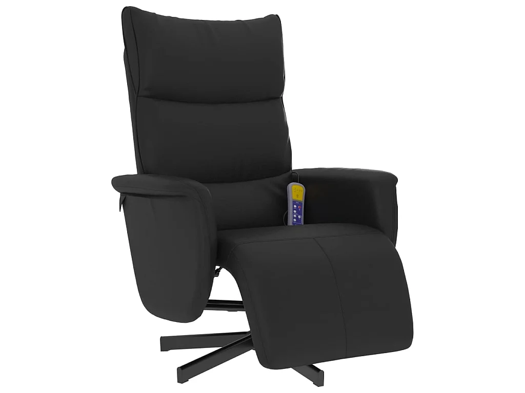 Poltrona de massagem reclinável com apoio para os pés em couro sintético preto