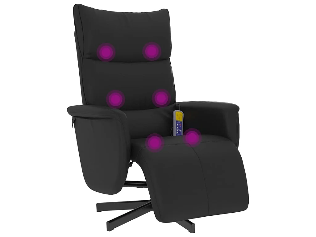 Poltrona de massagem reclinável com apoio para os pés em couro sintético preto