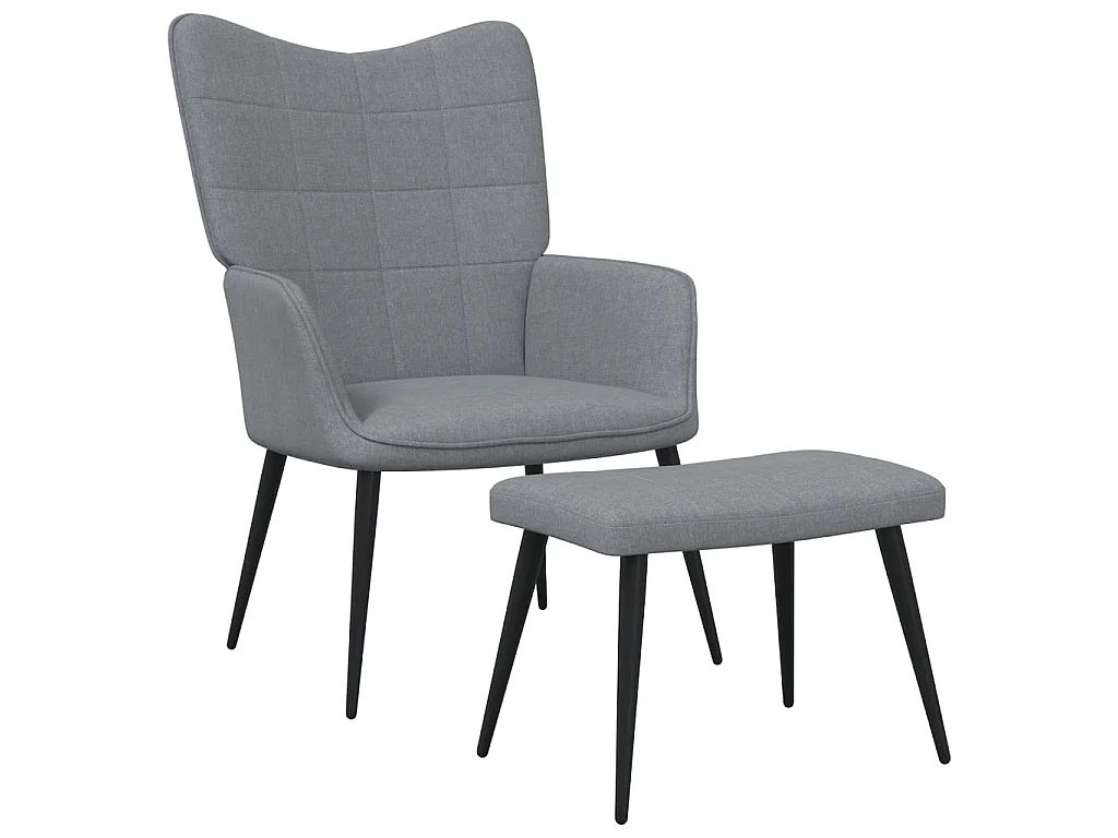 Chaise de relaxation avec tabouret Gris clair Tissu