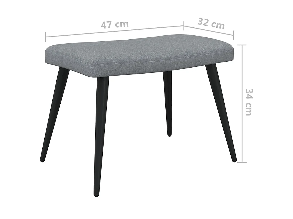 Chaise de relaxation avec tabouret Gris clair Tissu