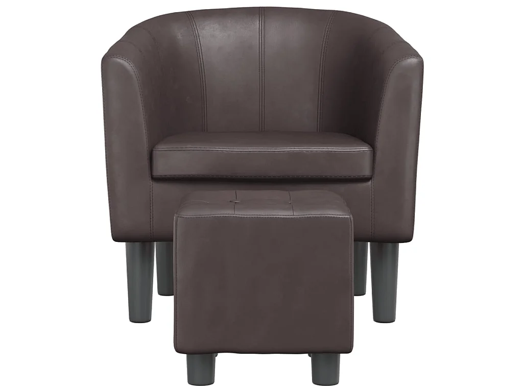Fauteuil cabriolet avec repose-pied marron similicuir