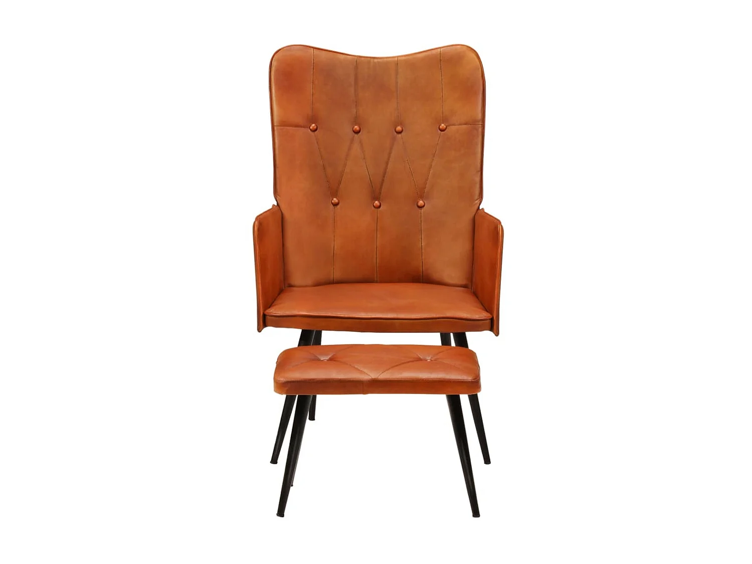 Oorfauteuil met voetsteun Roodbruin Echt leer