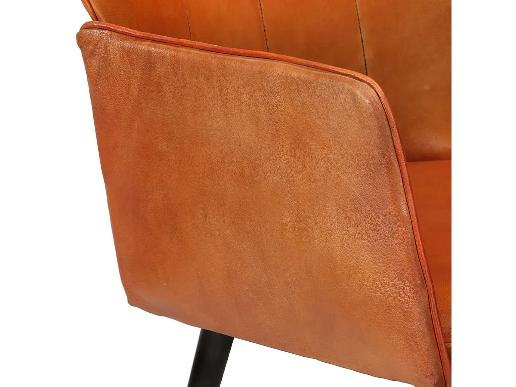 Oorfauteuil met voetsteun Roodbruin Echt leer