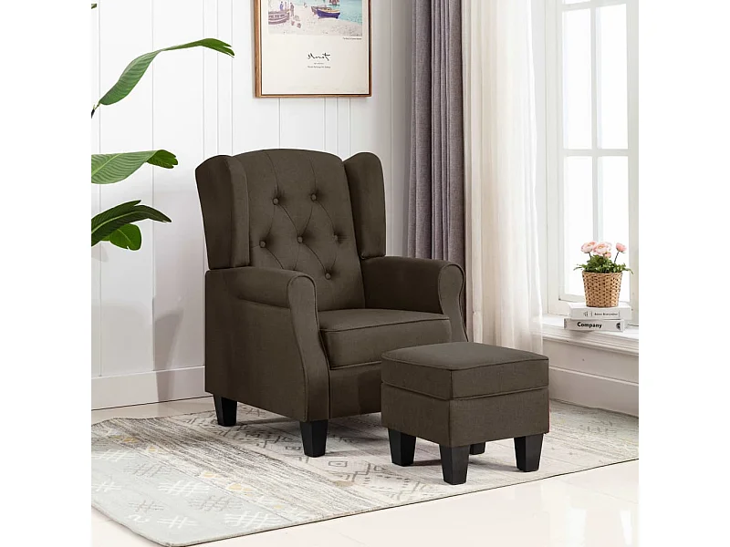 Fauteuil avec repose-pied Marron Tissu