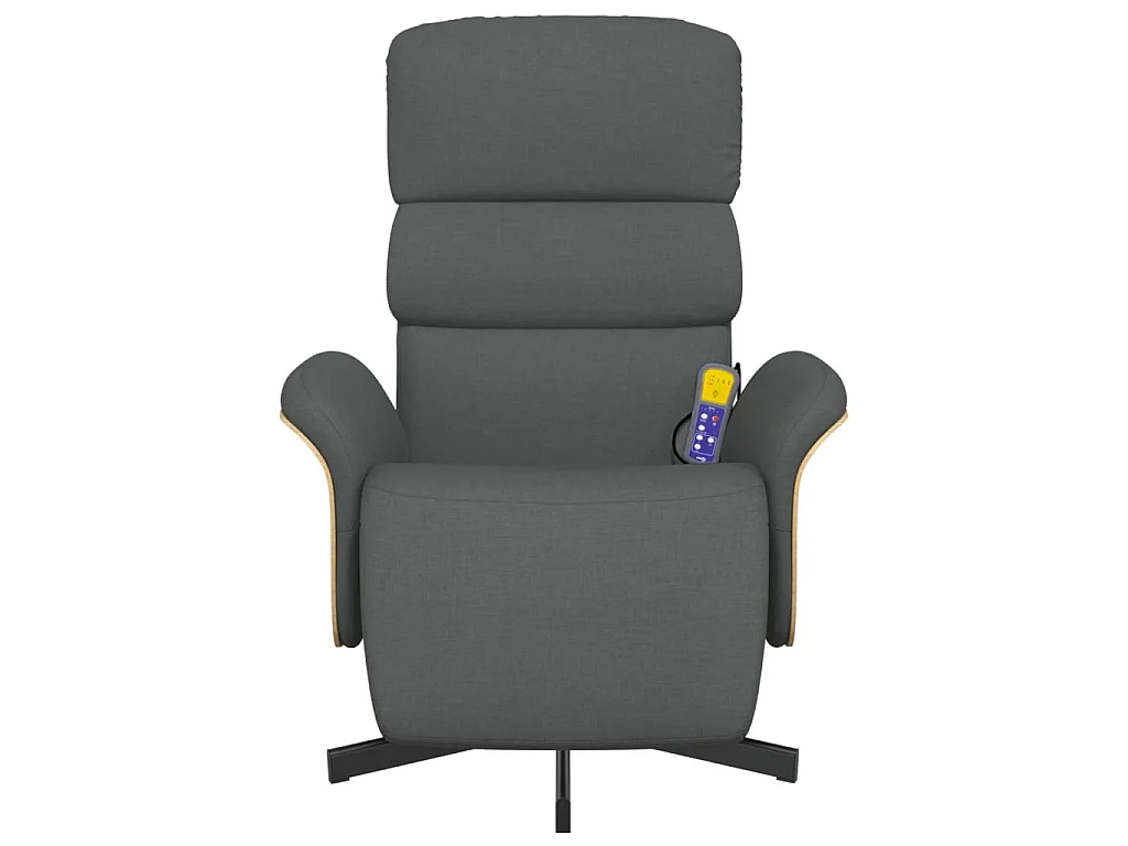 Massageliege und Fußstütze aus dunkelgrauem Stoff