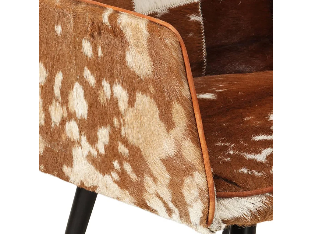 Chaise à oreilles avec repose-pied Marron Cuir véritable