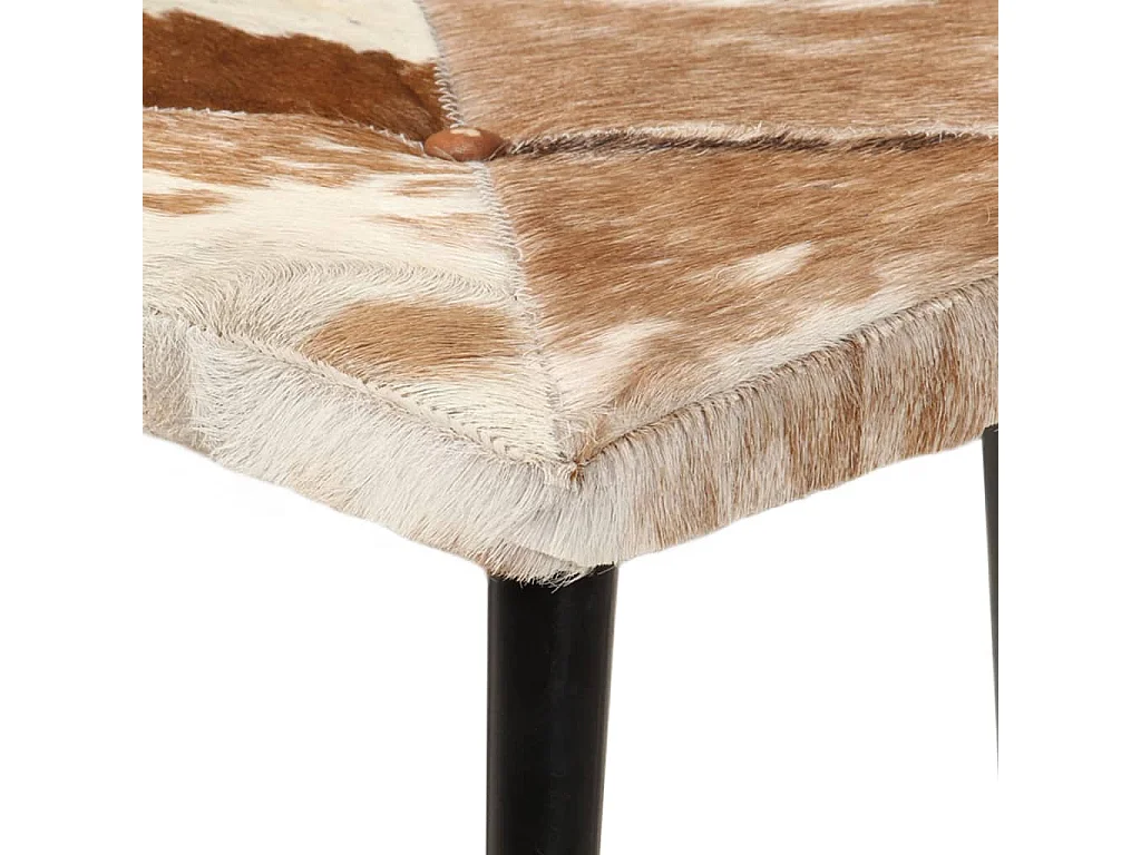 Chaise à oreilles avec repose-pied Marron Cuir véritable