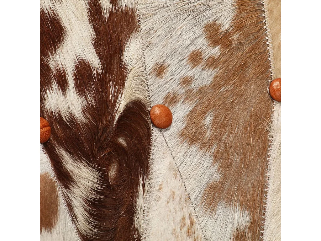 Chaise à oreilles avec repose-pied Marron Cuir véritable