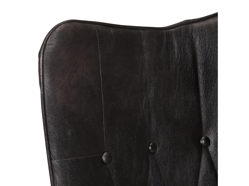 Wingback stoel Zwart Echt leer