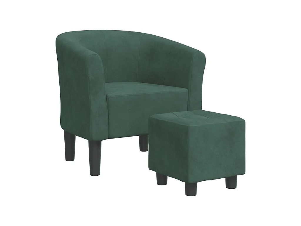 Fauteuil cabriolet avec repose-pied vert foncé velours