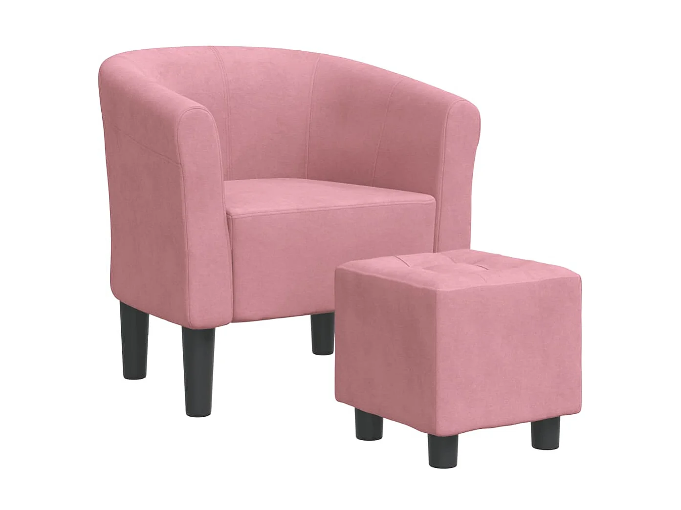 Fauteuil cabriolet avec repose-pied rose velours