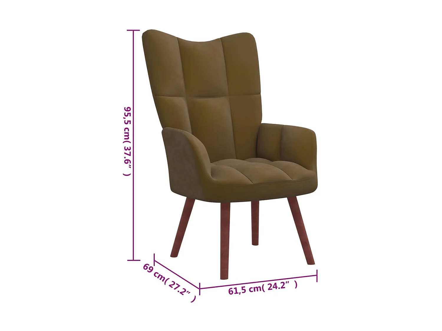 Chaise de relaxation Marron Velours