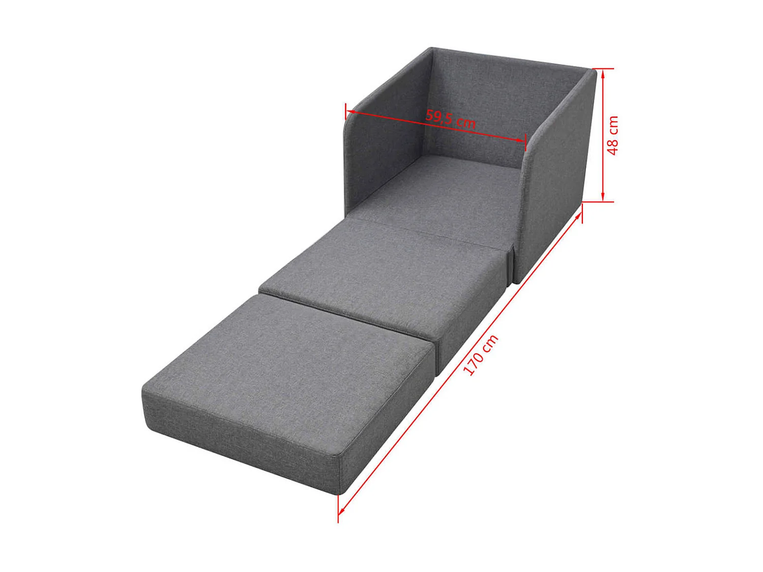 Converteerbare fauteuil Lichtgrijze stof