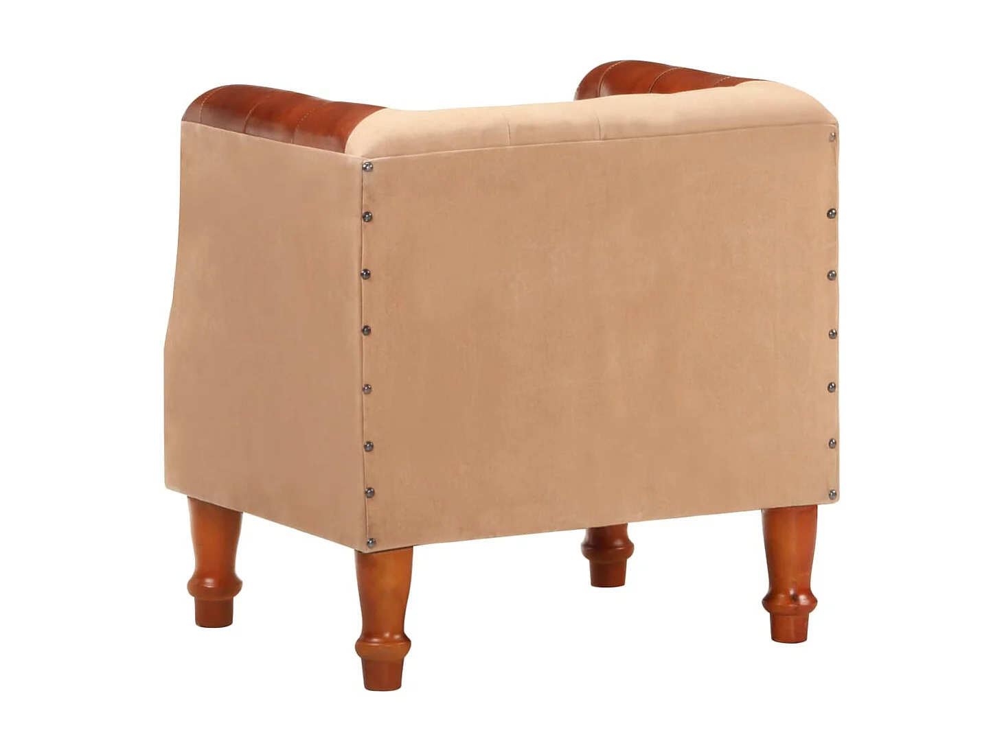 Bruin Fauteuil Echt leer en massief mangohout