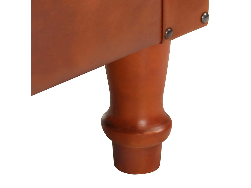 Bruin Fauteuil Echt leer en massief mangohout