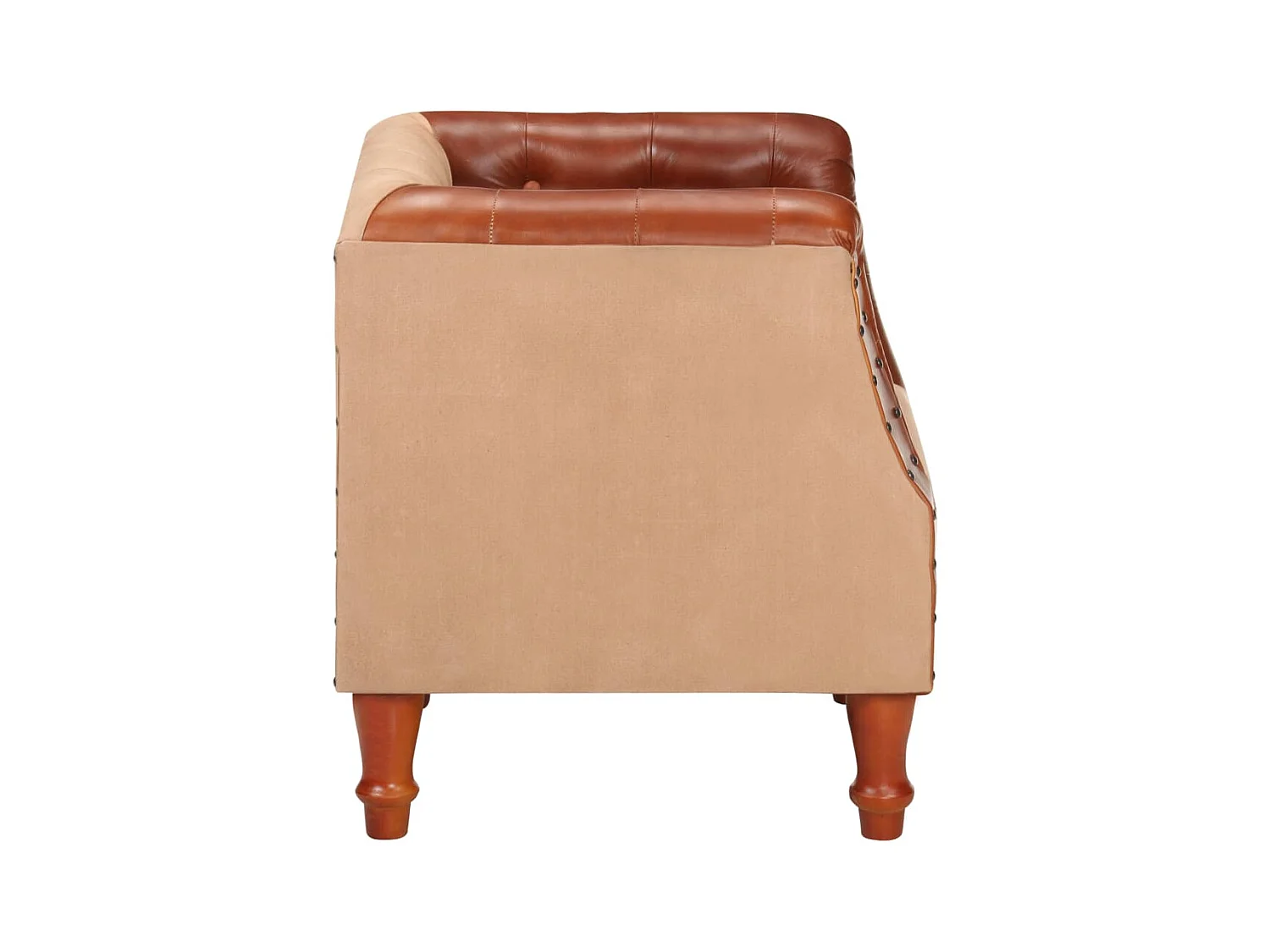Bruin Fauteuil Echt leer en massief mangohout