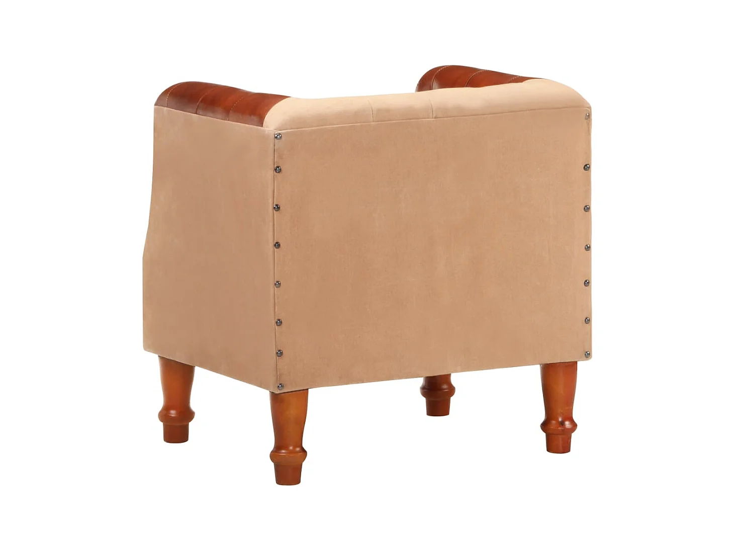 Bruin Fauteuil Echt leer en massief mangohout