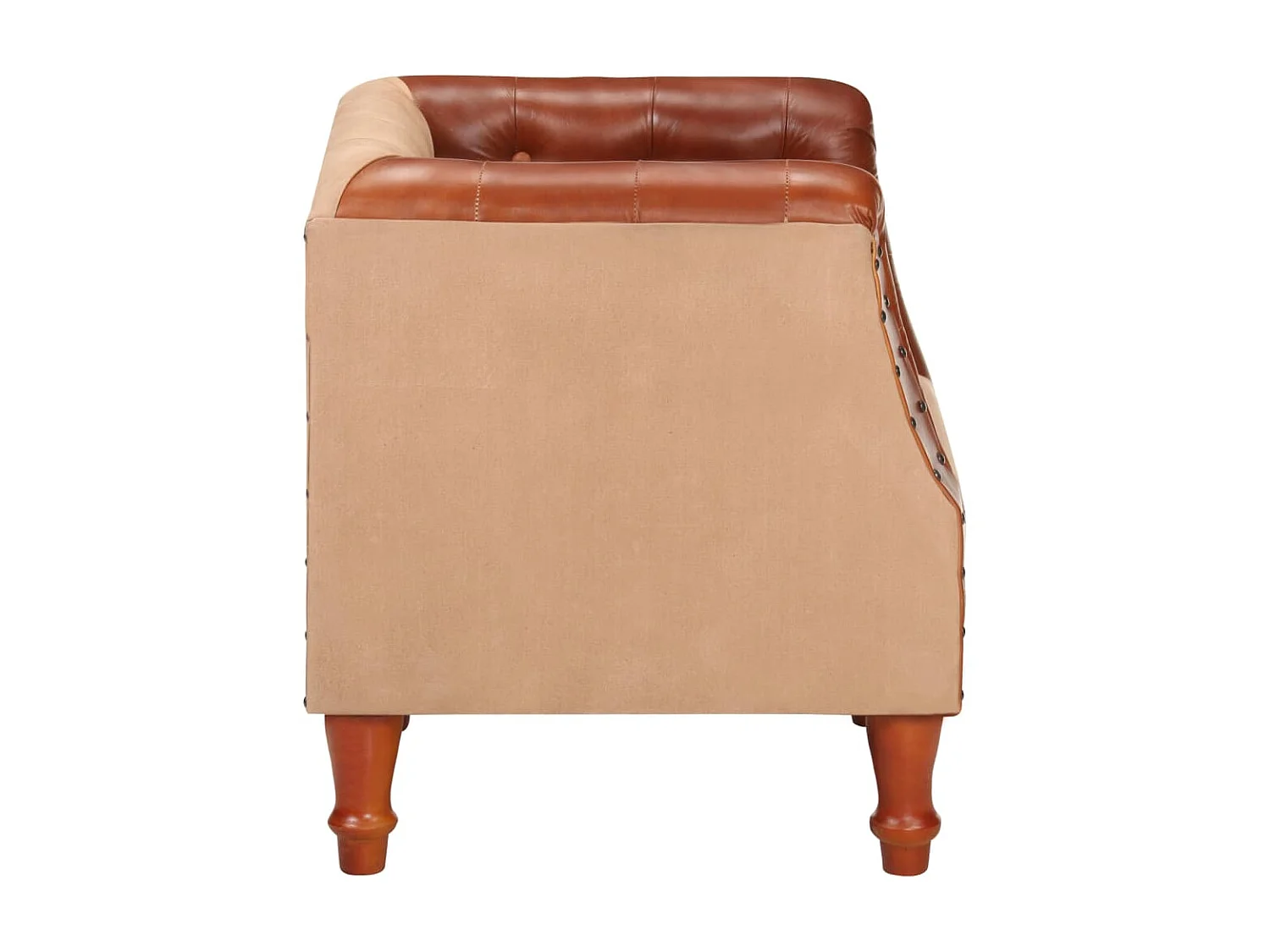 Bruin Fauteuil Echt leer en massief mangohout