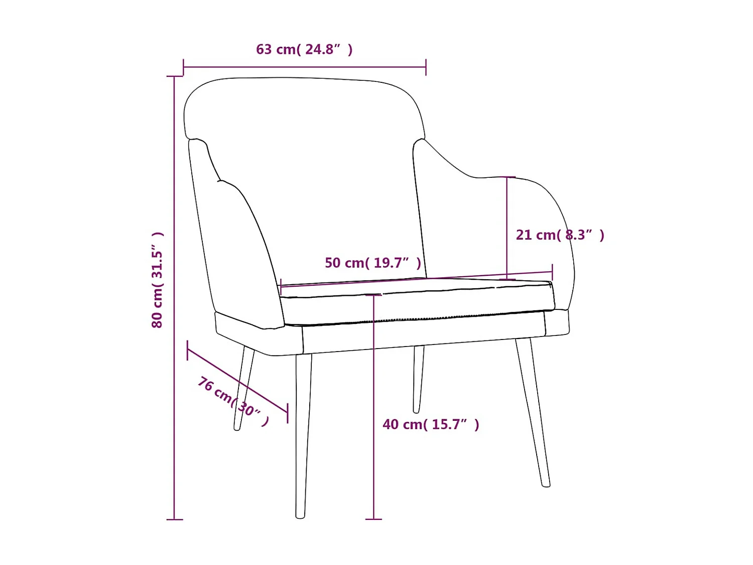 Fauteuil Gris clair 63x76x80 cm Velours