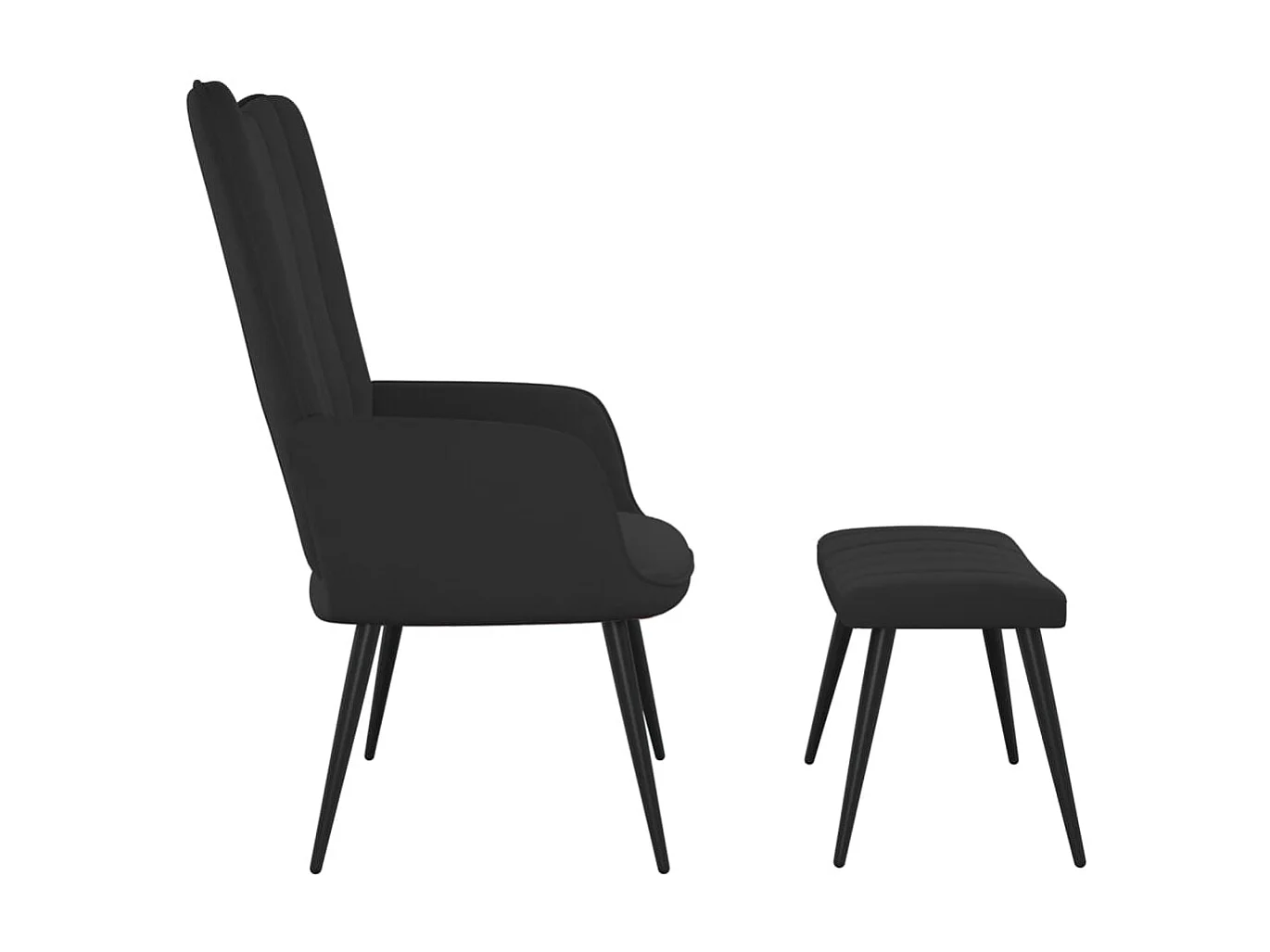 Chaise de relaxation avec repose-pied Noir Velours