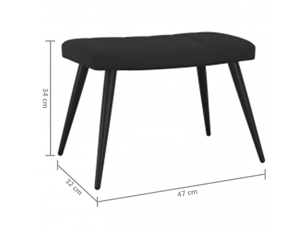 Chaise de relaxation avec repose-pied Noir Velours