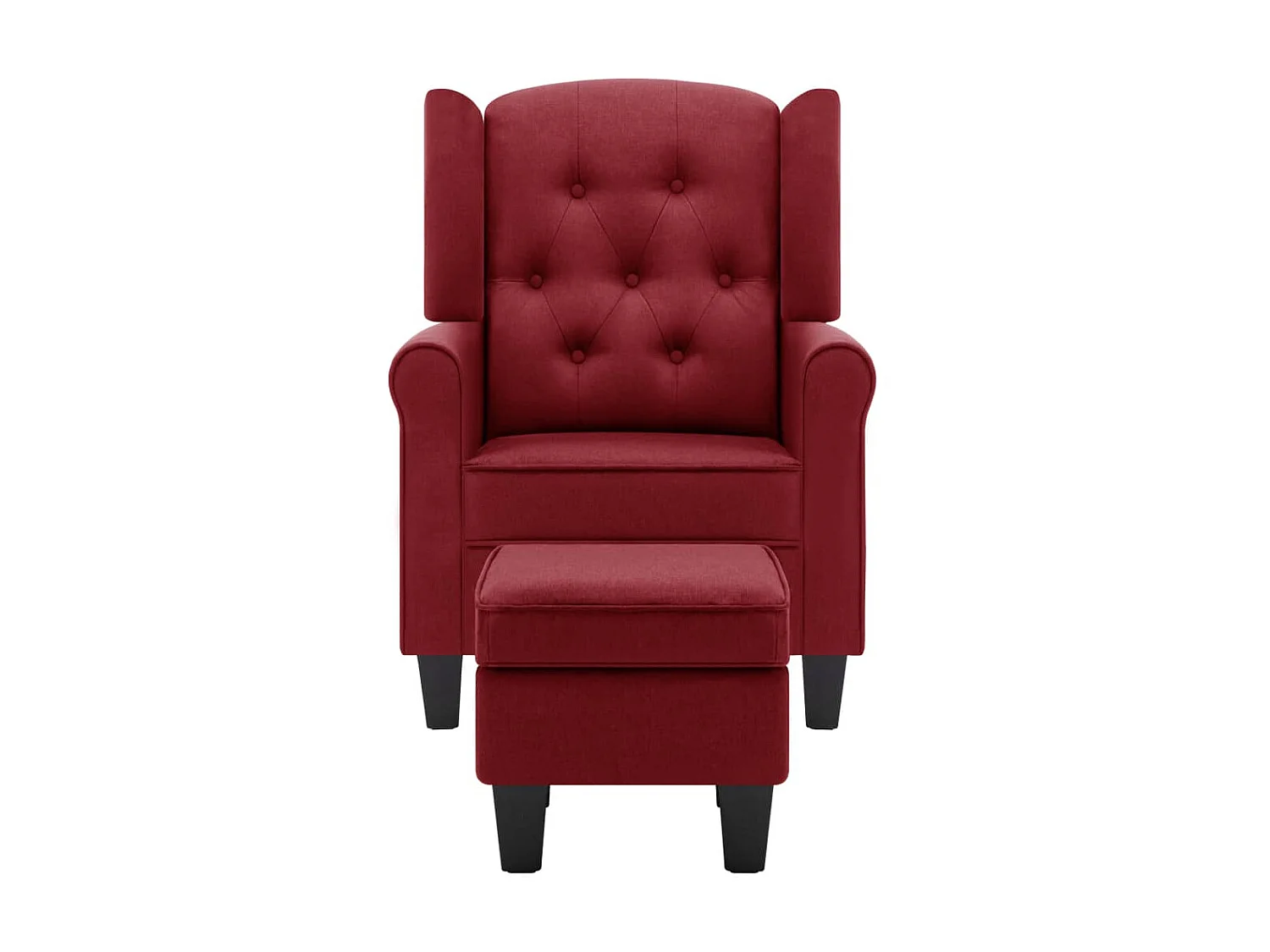 Poltrona con poggiapiedi Tessuto rosso bordeaux