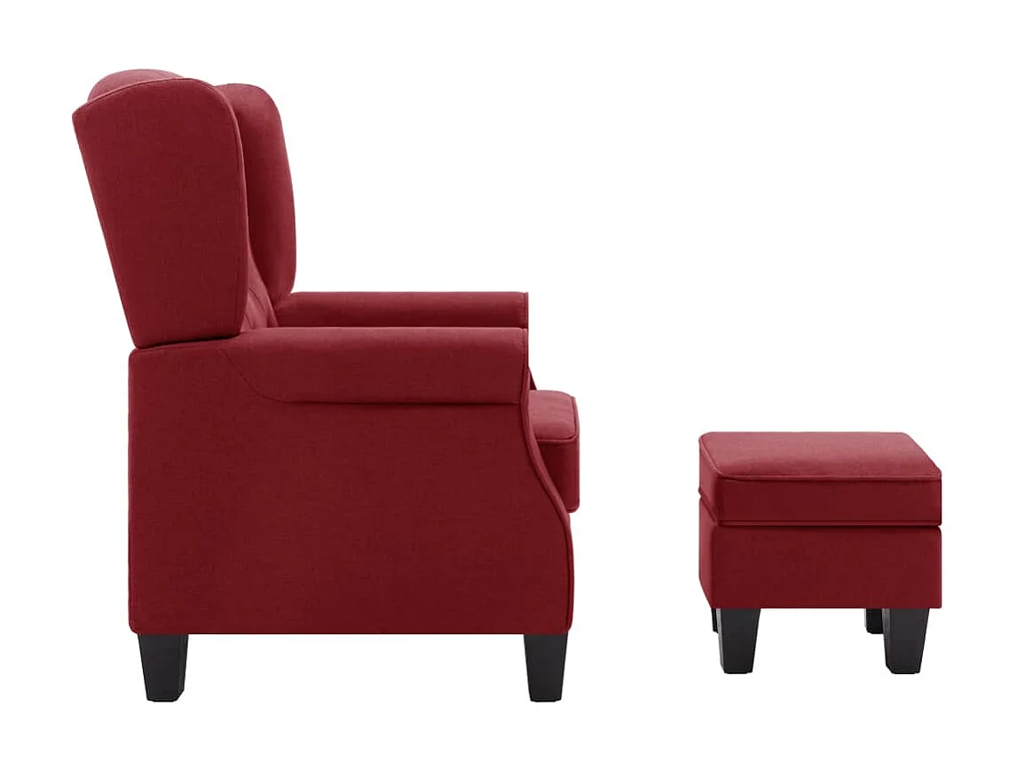Poltrona con poggiapiedi Tessuto rosso bordeaux