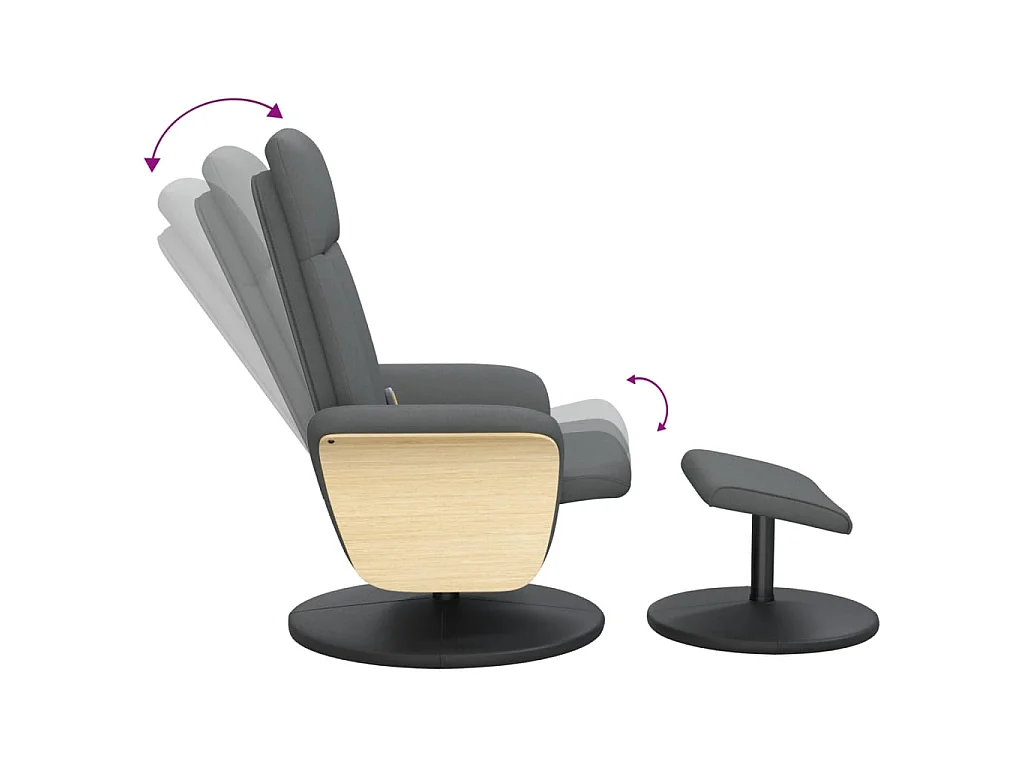 Poltrona massaggiante reclinabile e poggiapiedi in tessuto grigio scuro