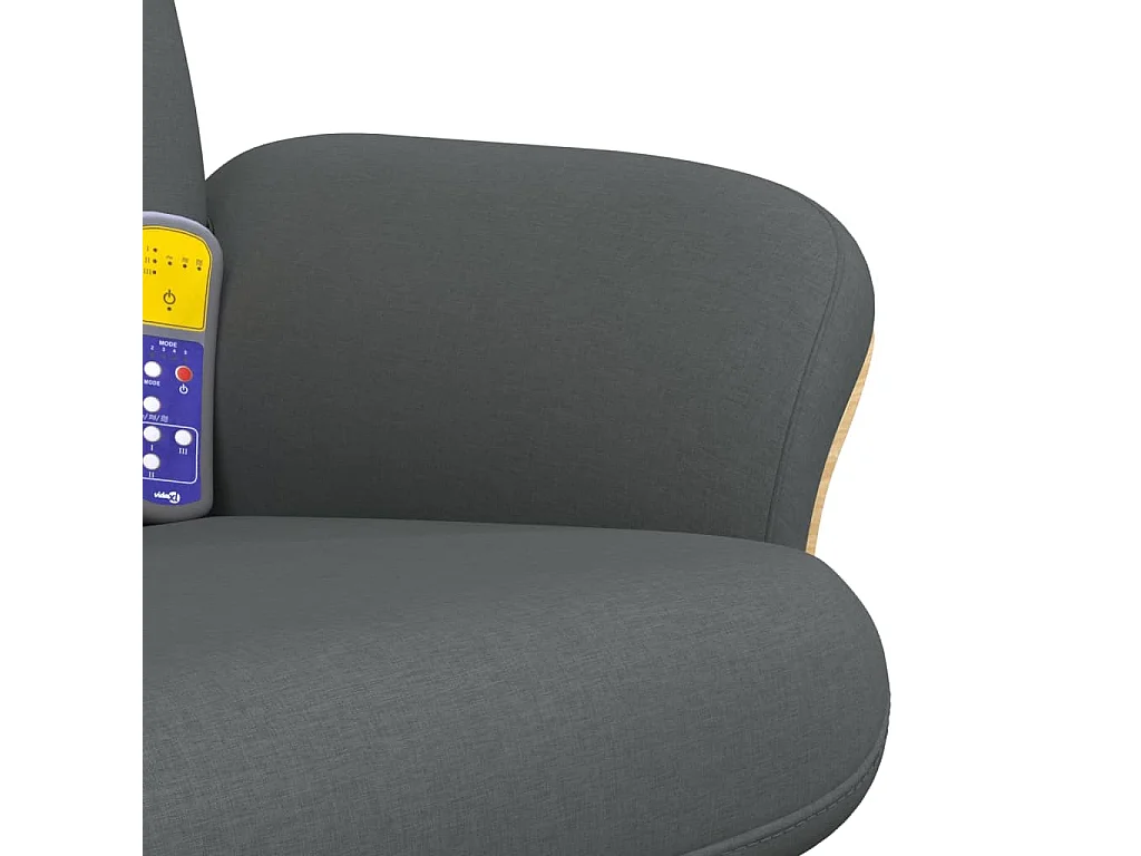 Poltrona massaggiante reclinabile e poggiapiedi in tessuto grigio scuro