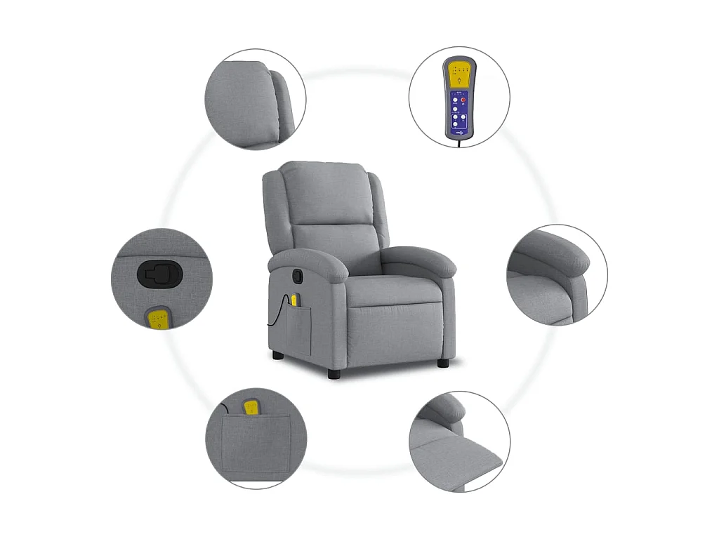 Fauteuil de massage inclinable Gris clair Tissu