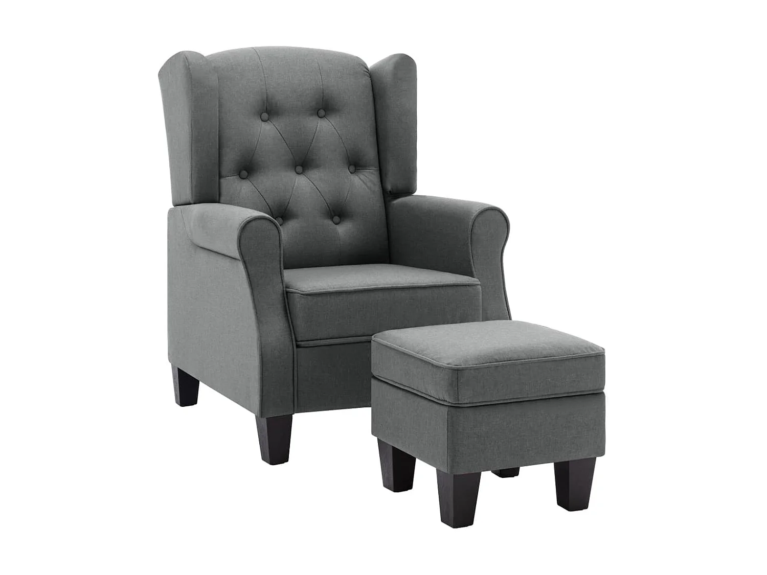 Fauteuil avec repose-pied Gris clair Tissu