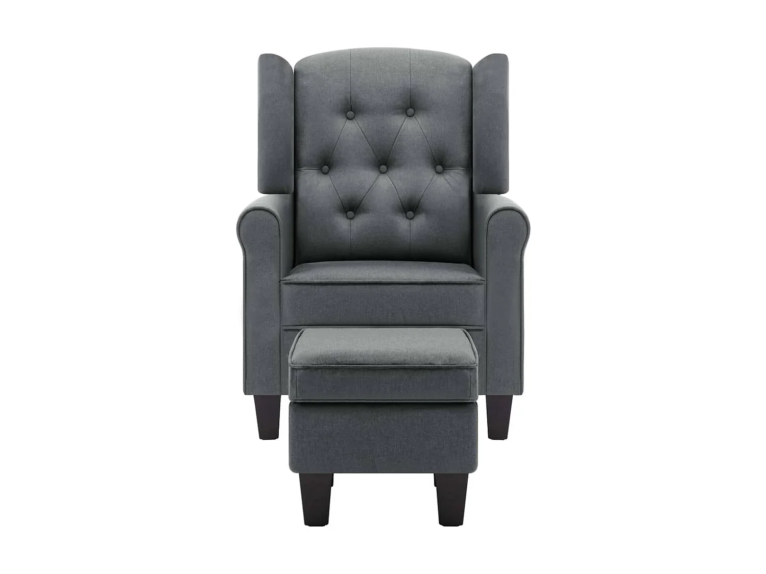 Fauteuil avec repose-pied Gris clair Tissu
