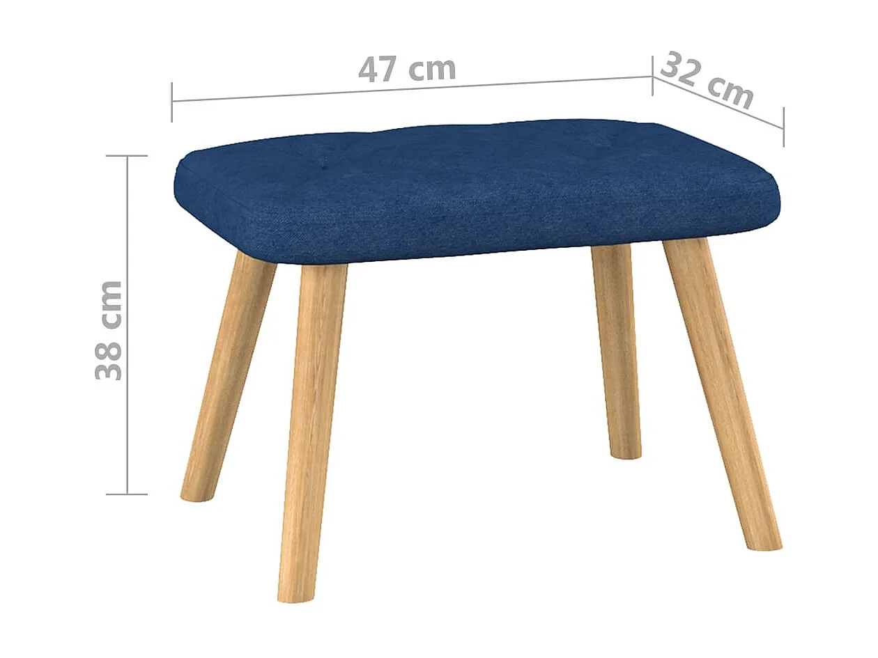 Chaise de relaxation avec tabouret Bleu Tissu